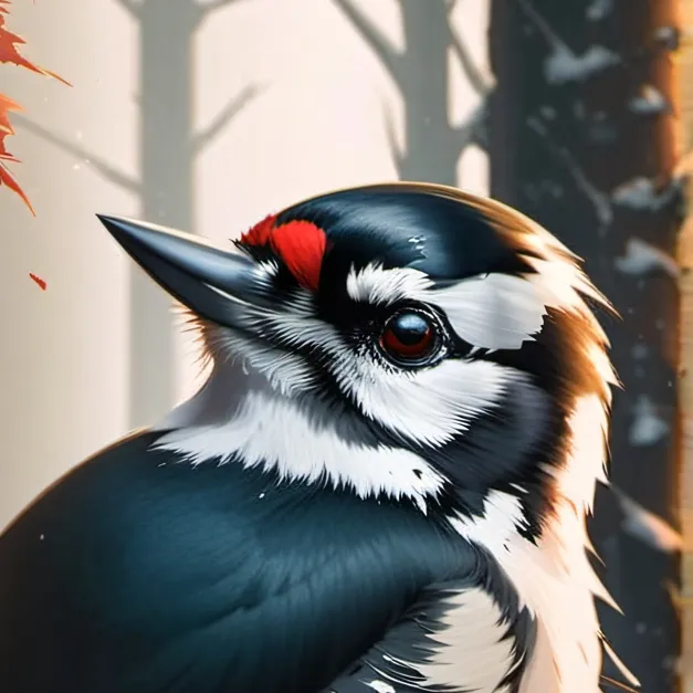 chat with ai character: Downy Woodpecker