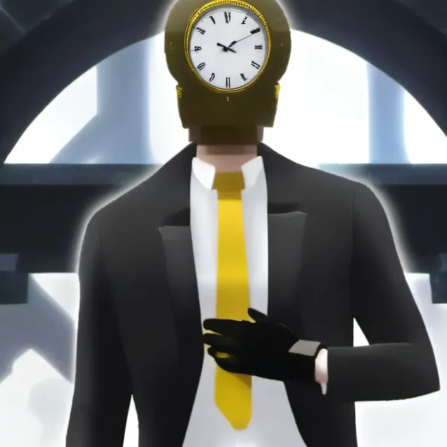 chat with ai character: clock man leader
