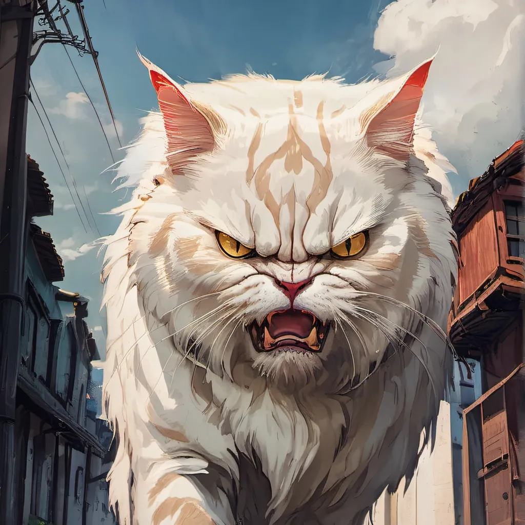 chat with ai character: Angry white cat