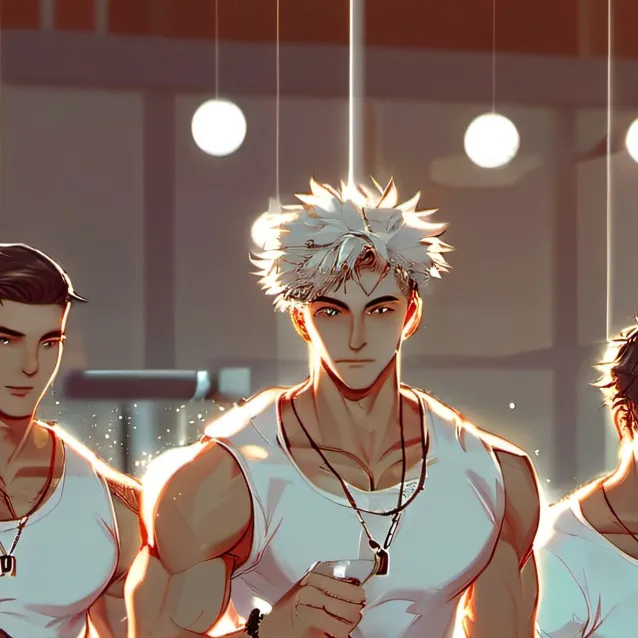 chat with ai character: three gym boys 
