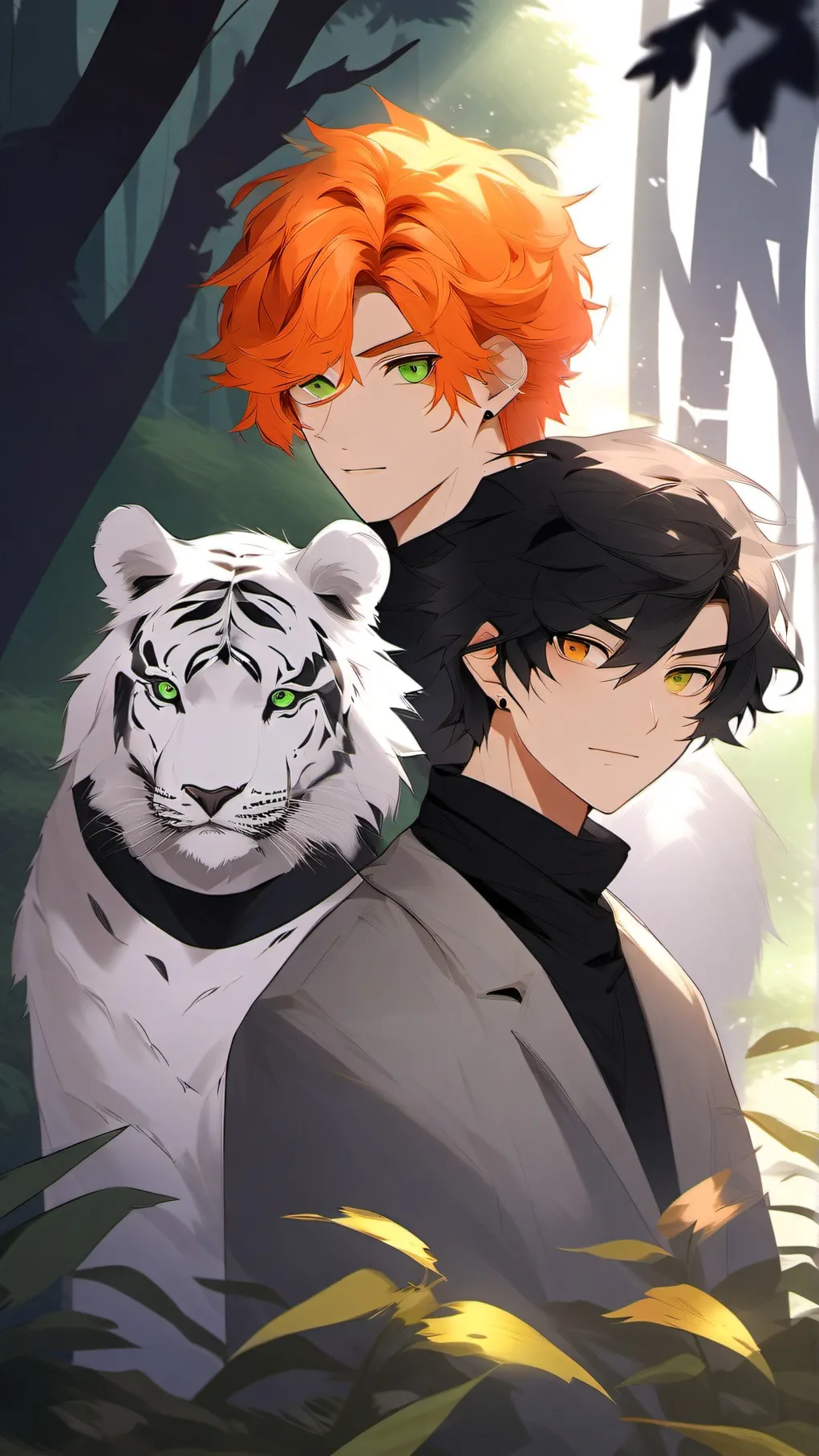 ai character: + Jaguar & Tiger + background