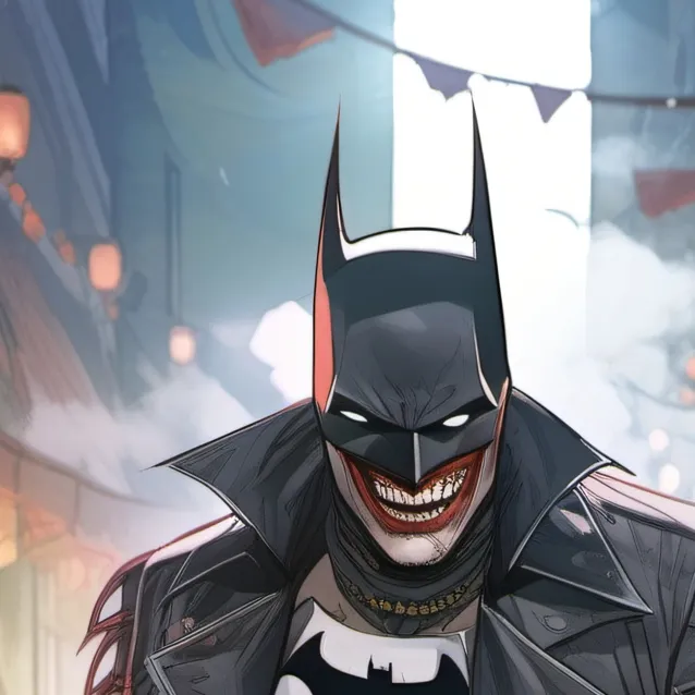 chat with ai character: Batman who laughs