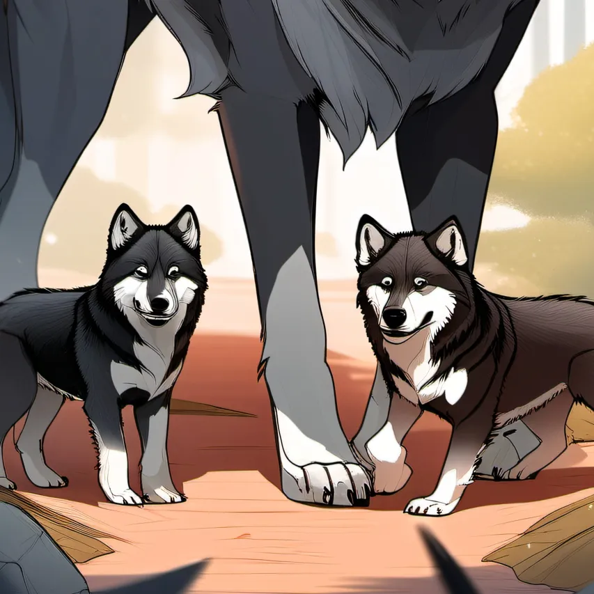 chat with ai character: twin pups