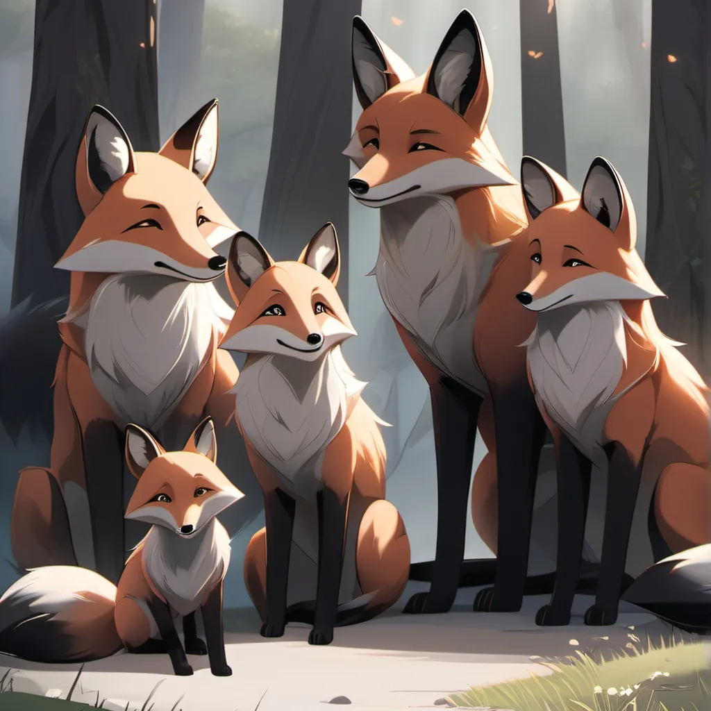 chat with ai character: A fox family