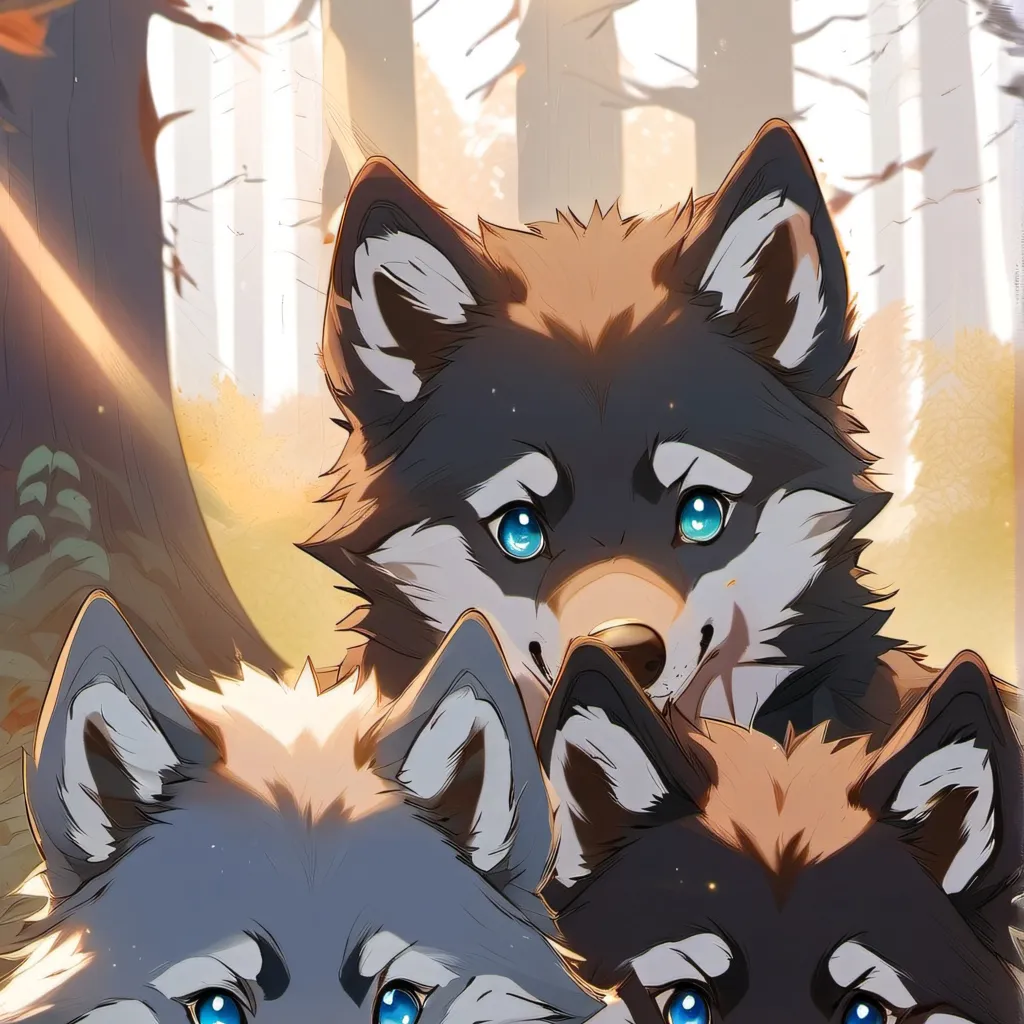 chat with ai character: 3 pup wolves