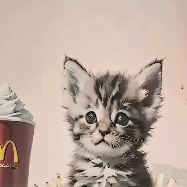 chat with ai character: kitten on fries