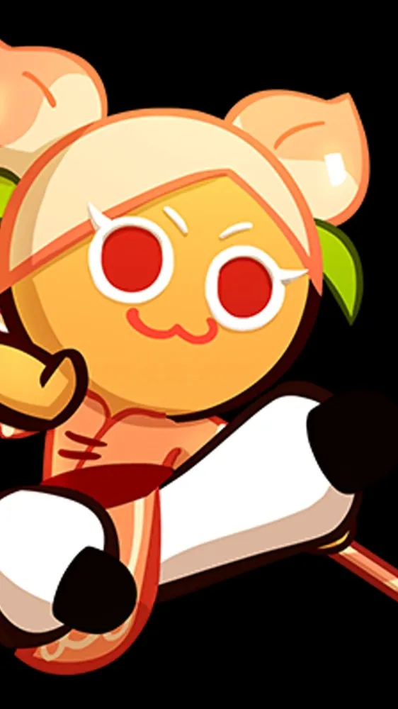 ai character: peach cookie background