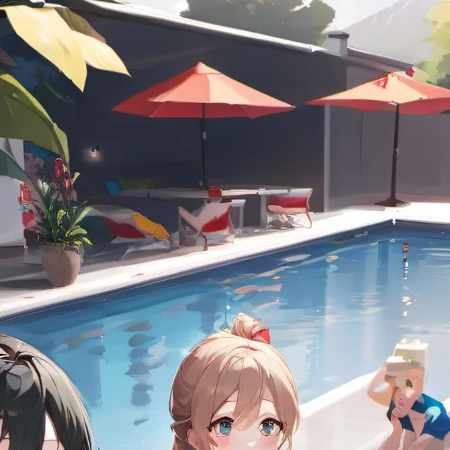 chat with ai character: mha pool party