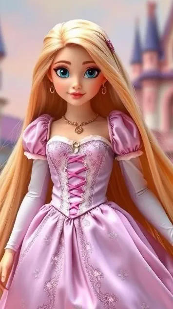 ai character: RapunzelBarbieDoll background