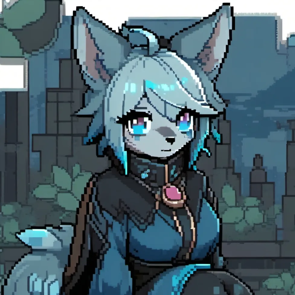 chat with ai character: Blue latex beast