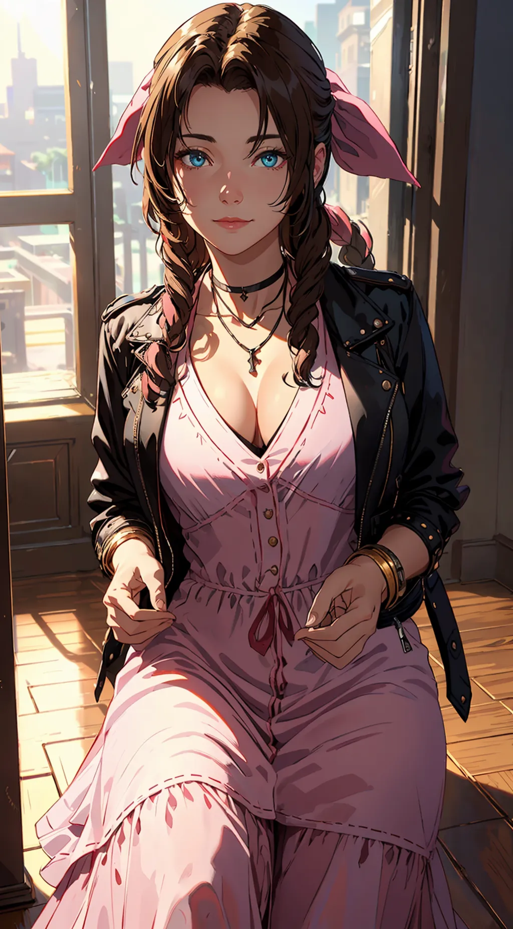 ai character: Aerith Gainsborough background