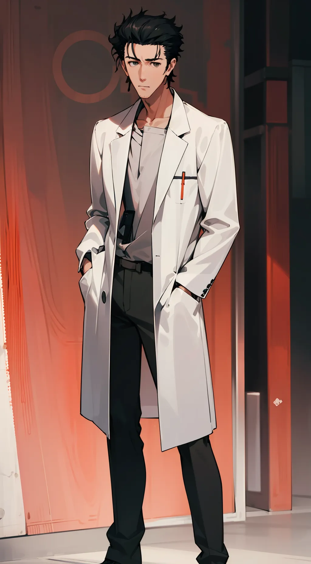 ai character: Okabe Rintaro background