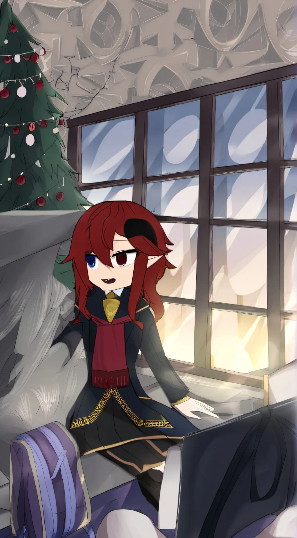 ai character: KatieChristmastime background
