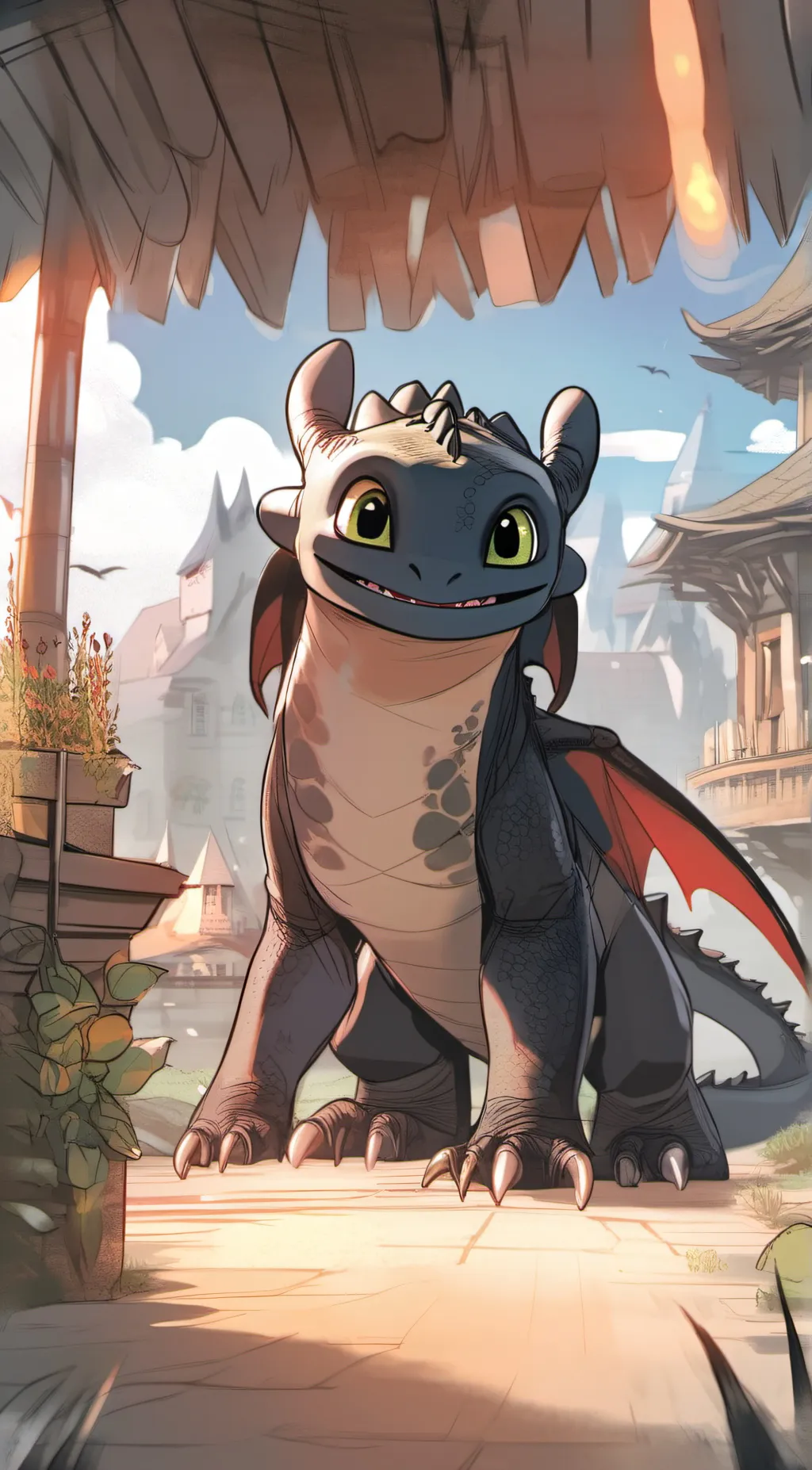 ai character: toothless  background