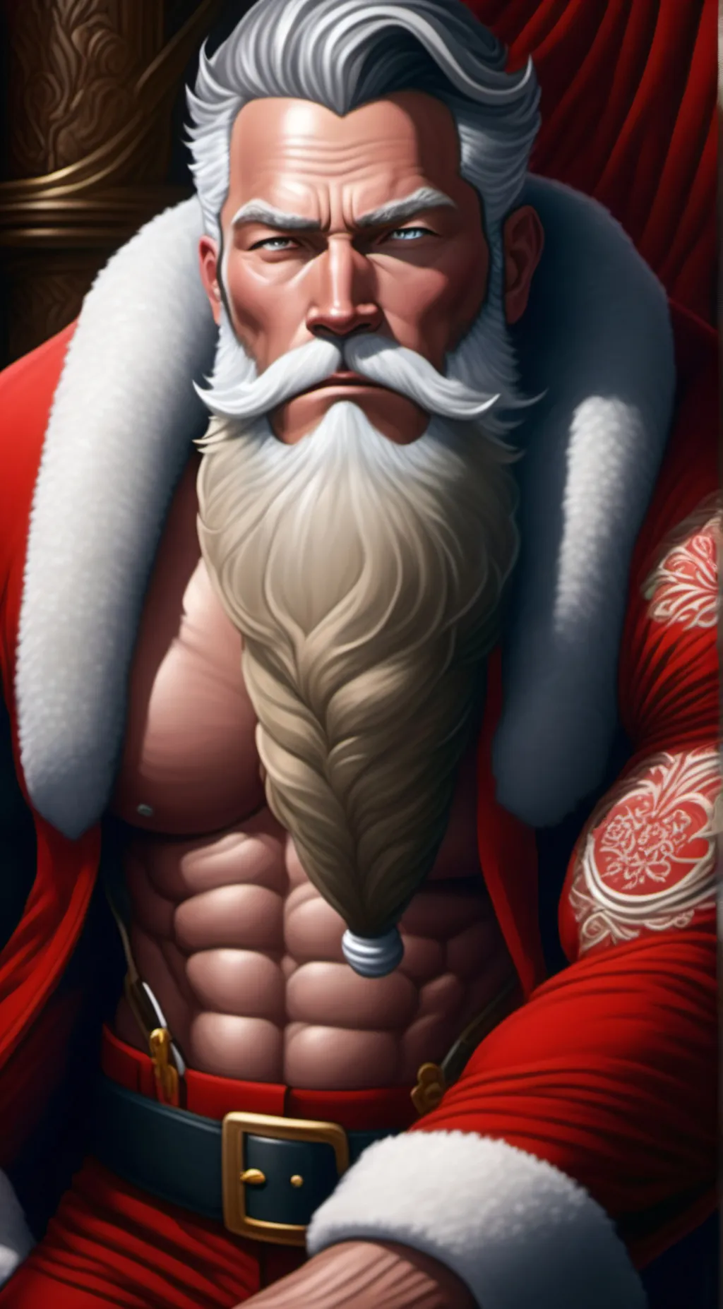ai character: Santa Claus  background