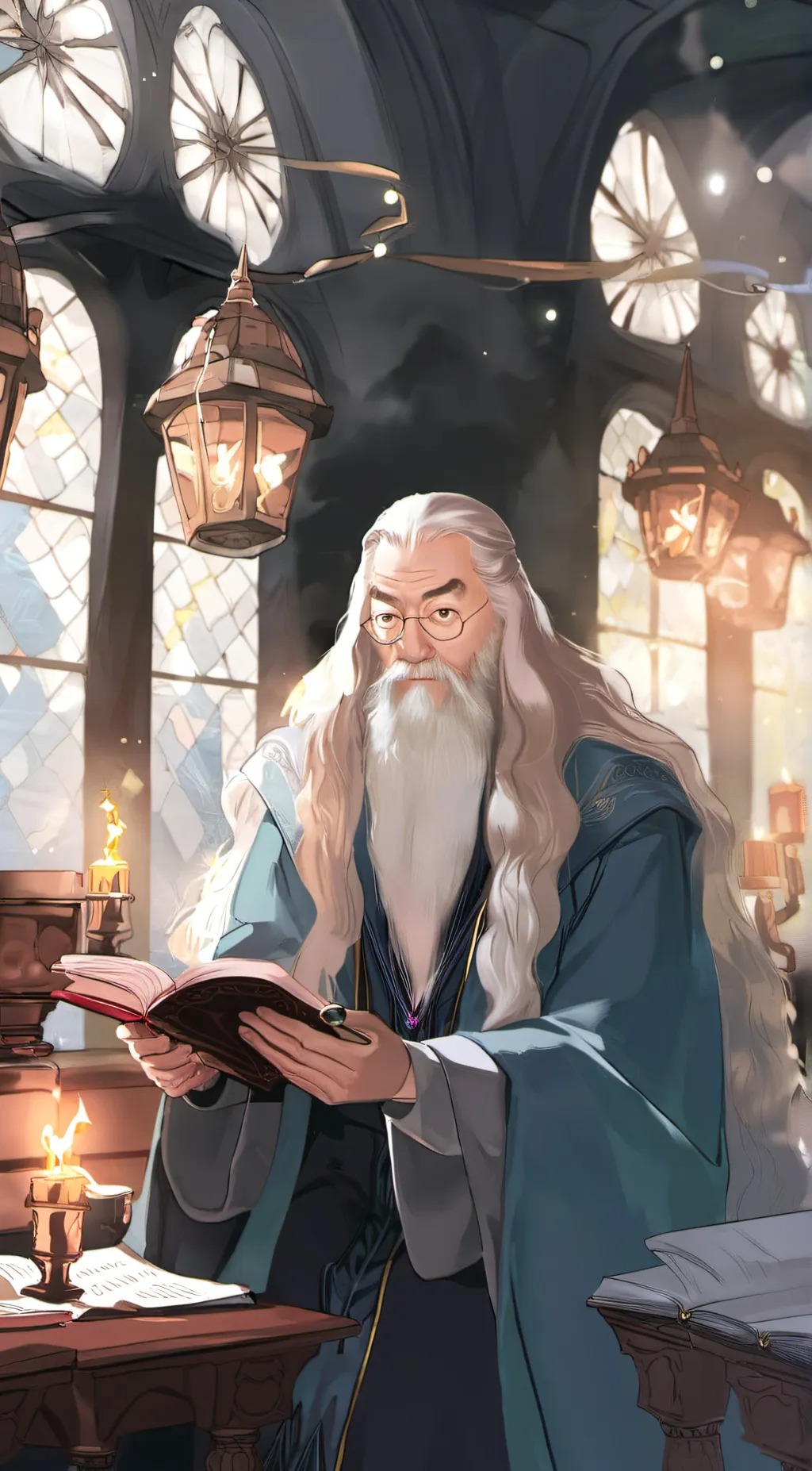 ai character: Albus Dumbledore  background