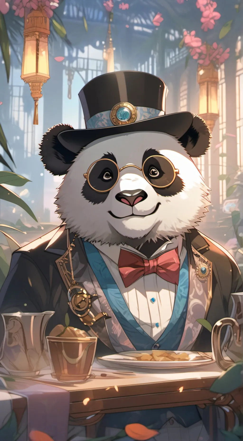ai character: Fancy panda background