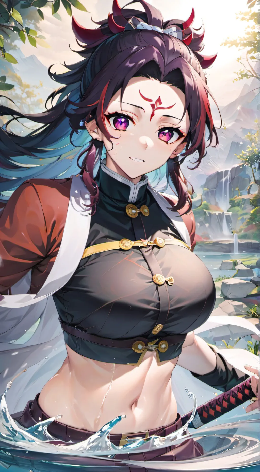 ai character: Female Tanjiro  background
