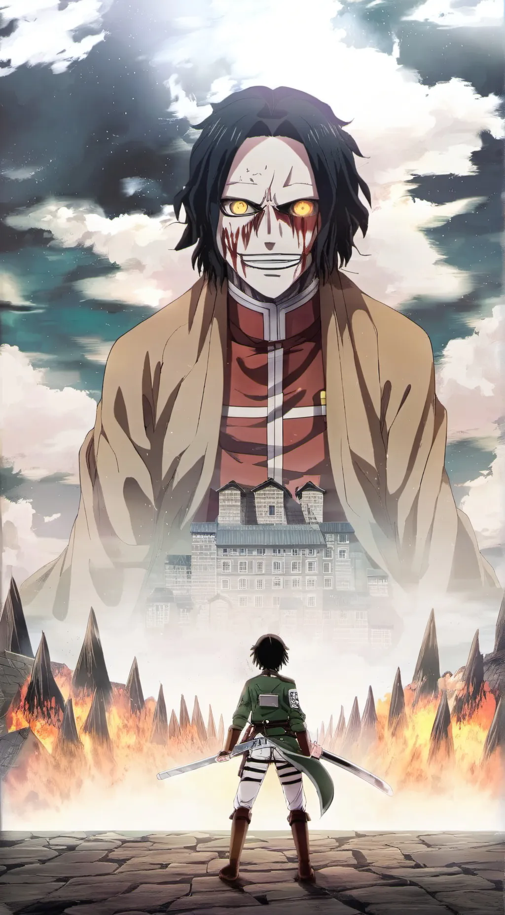 ai character: DemonSlayer X AoT background