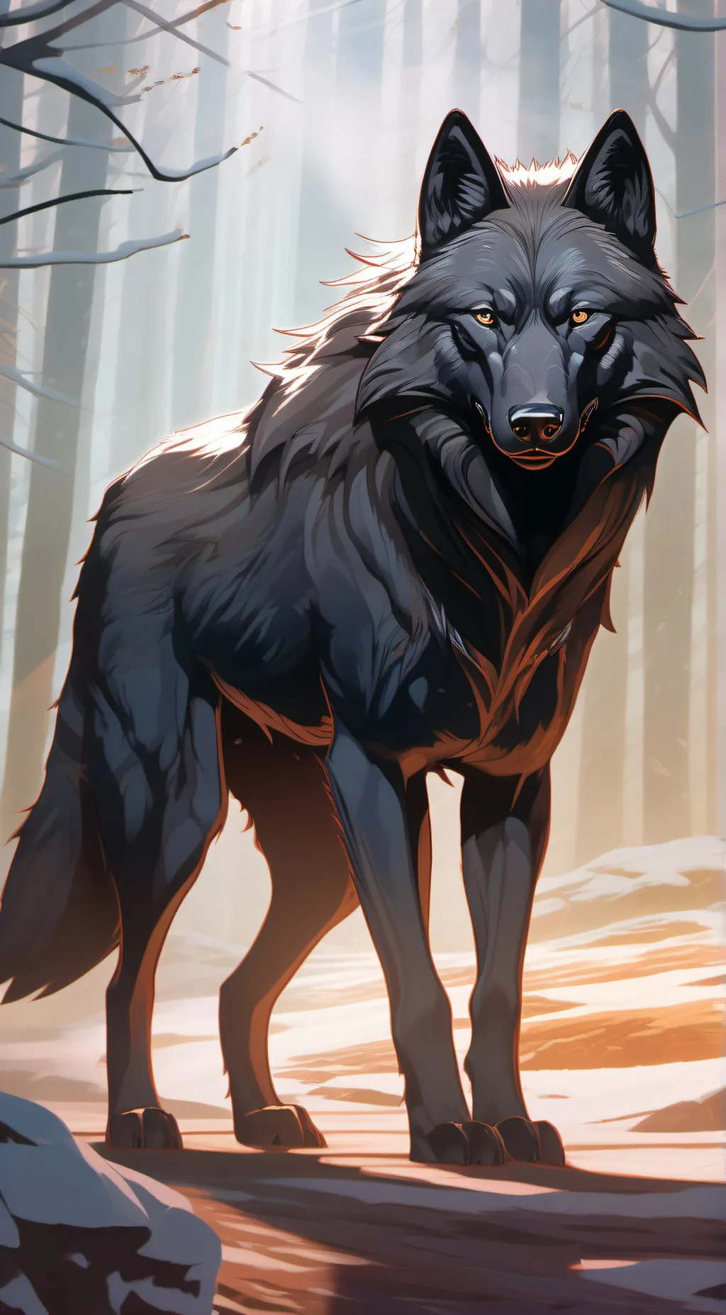 ai character: alph a wolf Badlan background