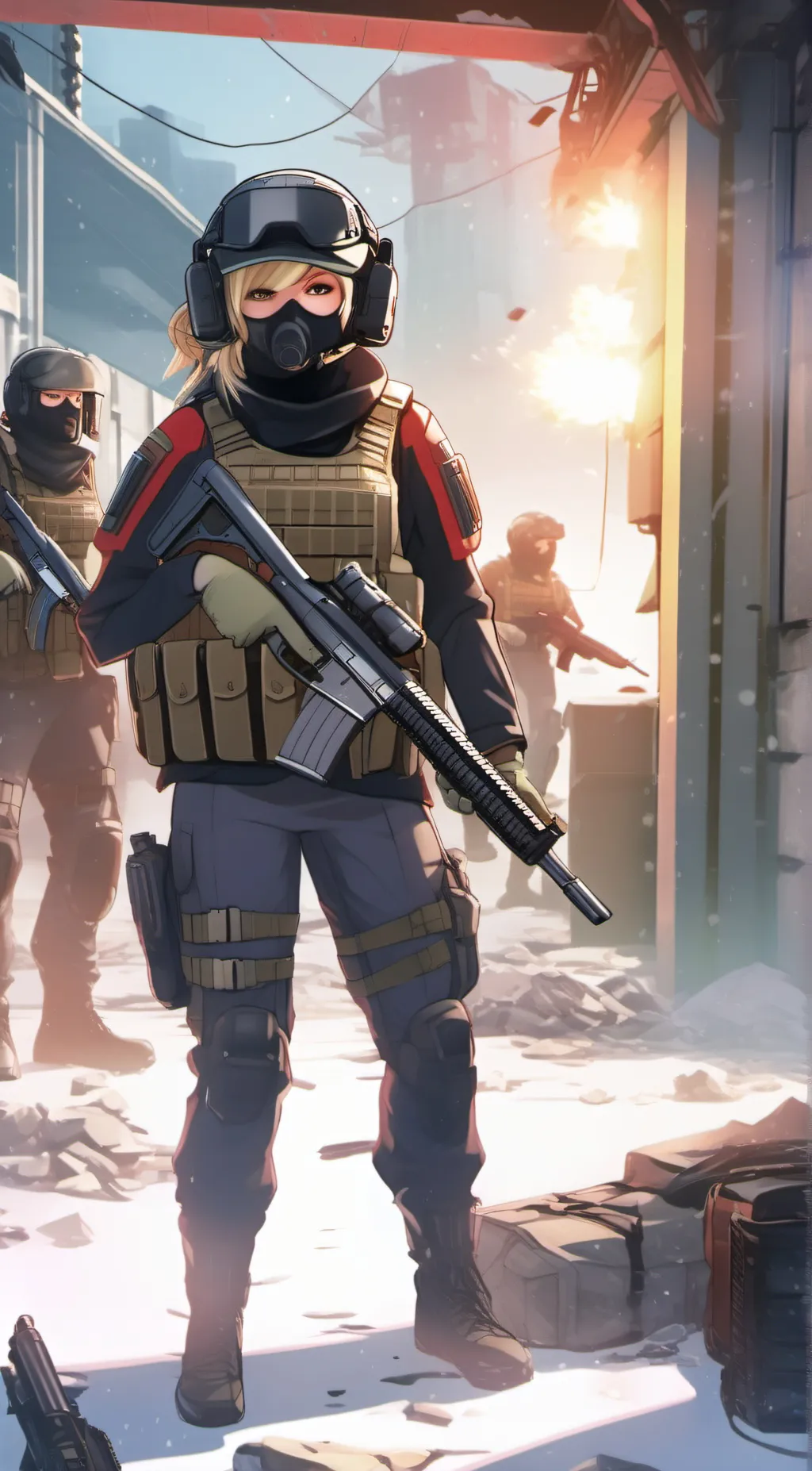 ai character: female soldier background