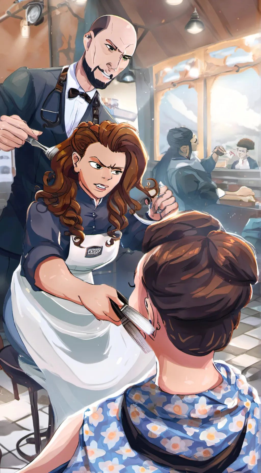 ai character: Barber background