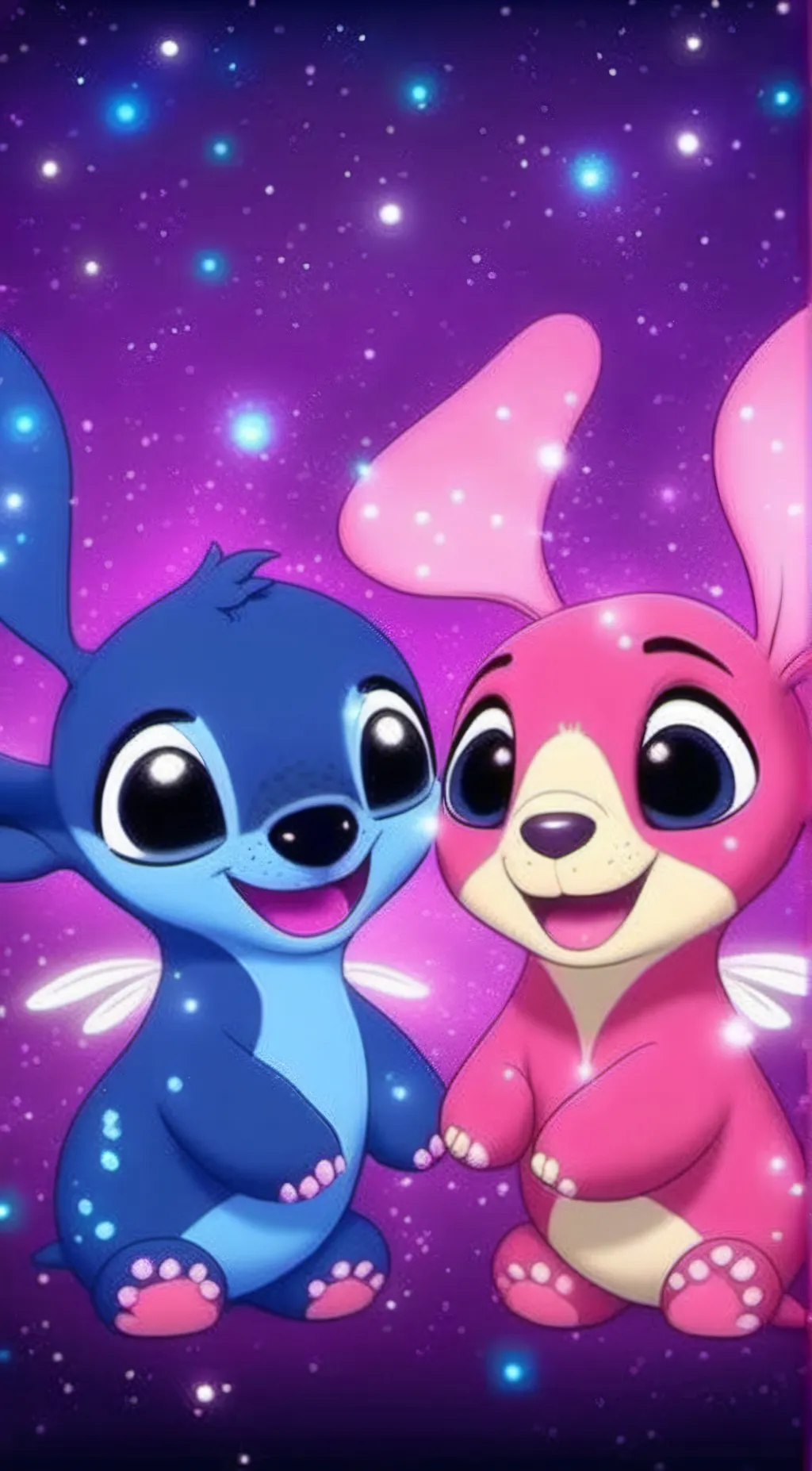 ai character: stitch and angel background