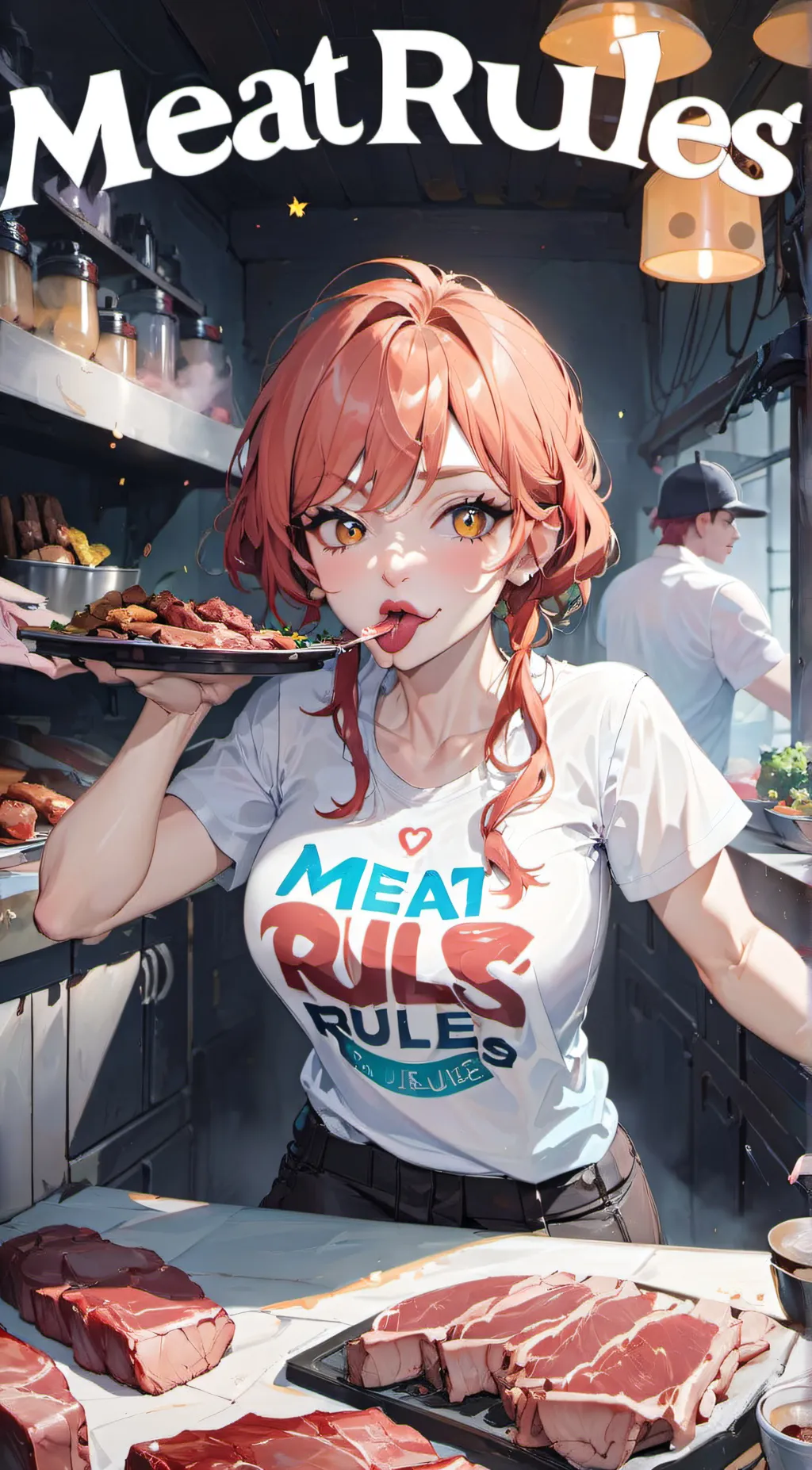 ai character: Meat goddess background