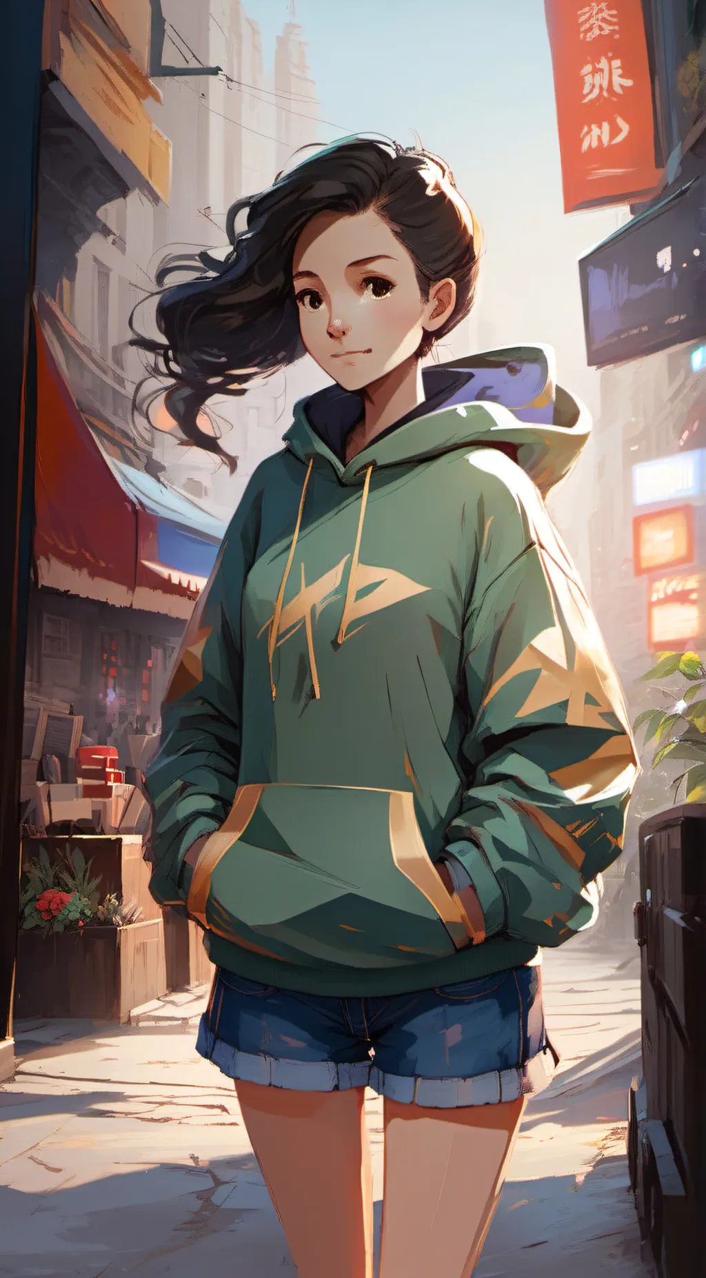 ai character: Ashley  background