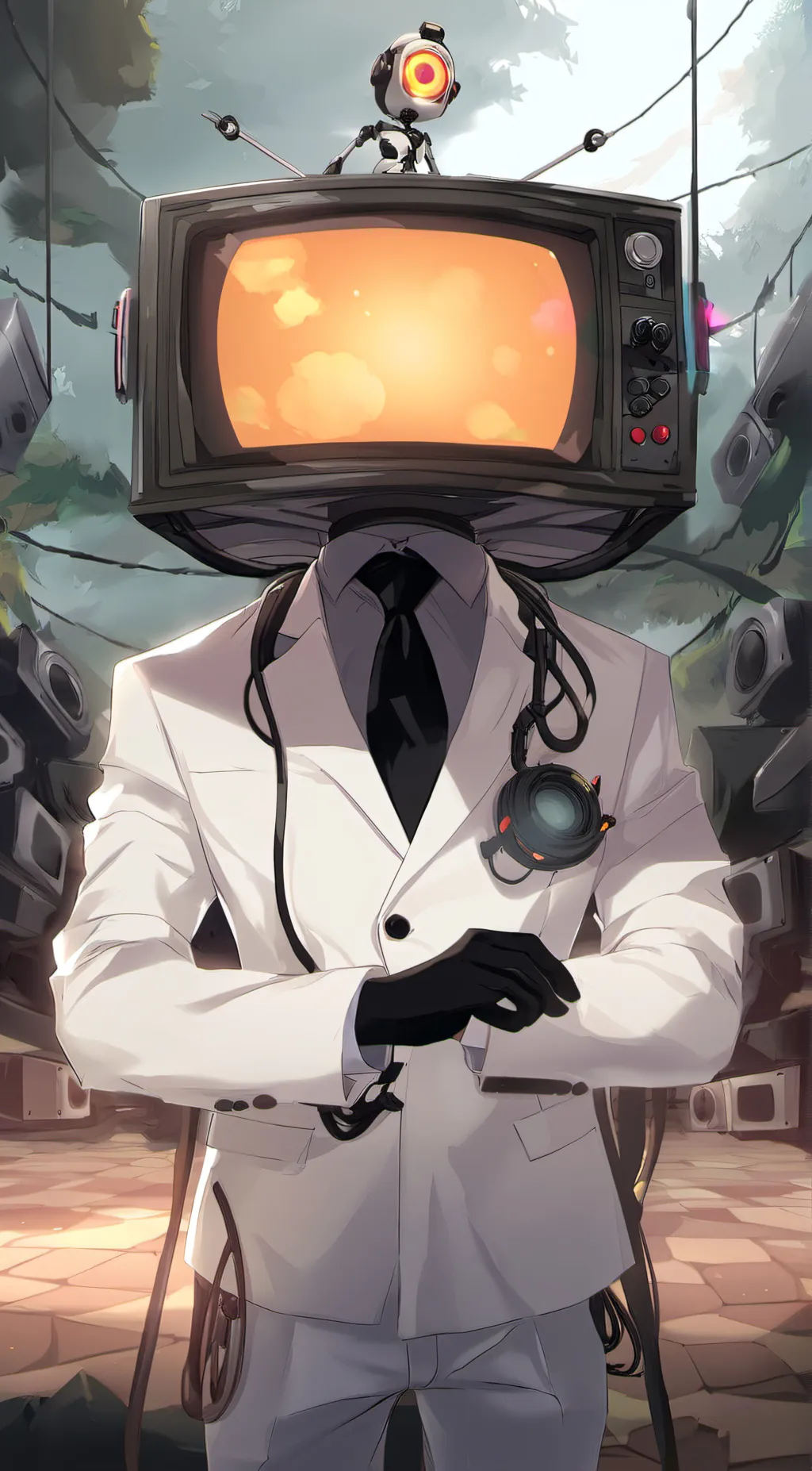 ai character: scientist tv man background