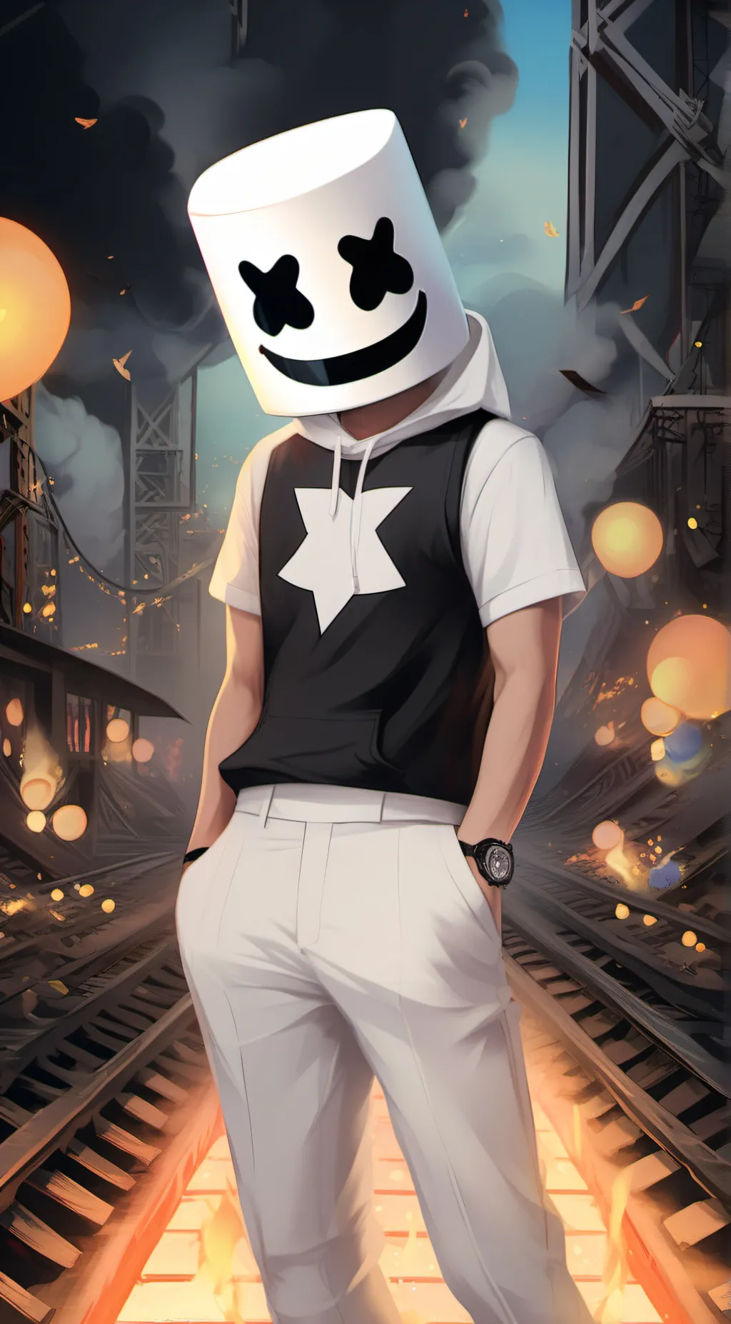 ai character: Marshmello  background