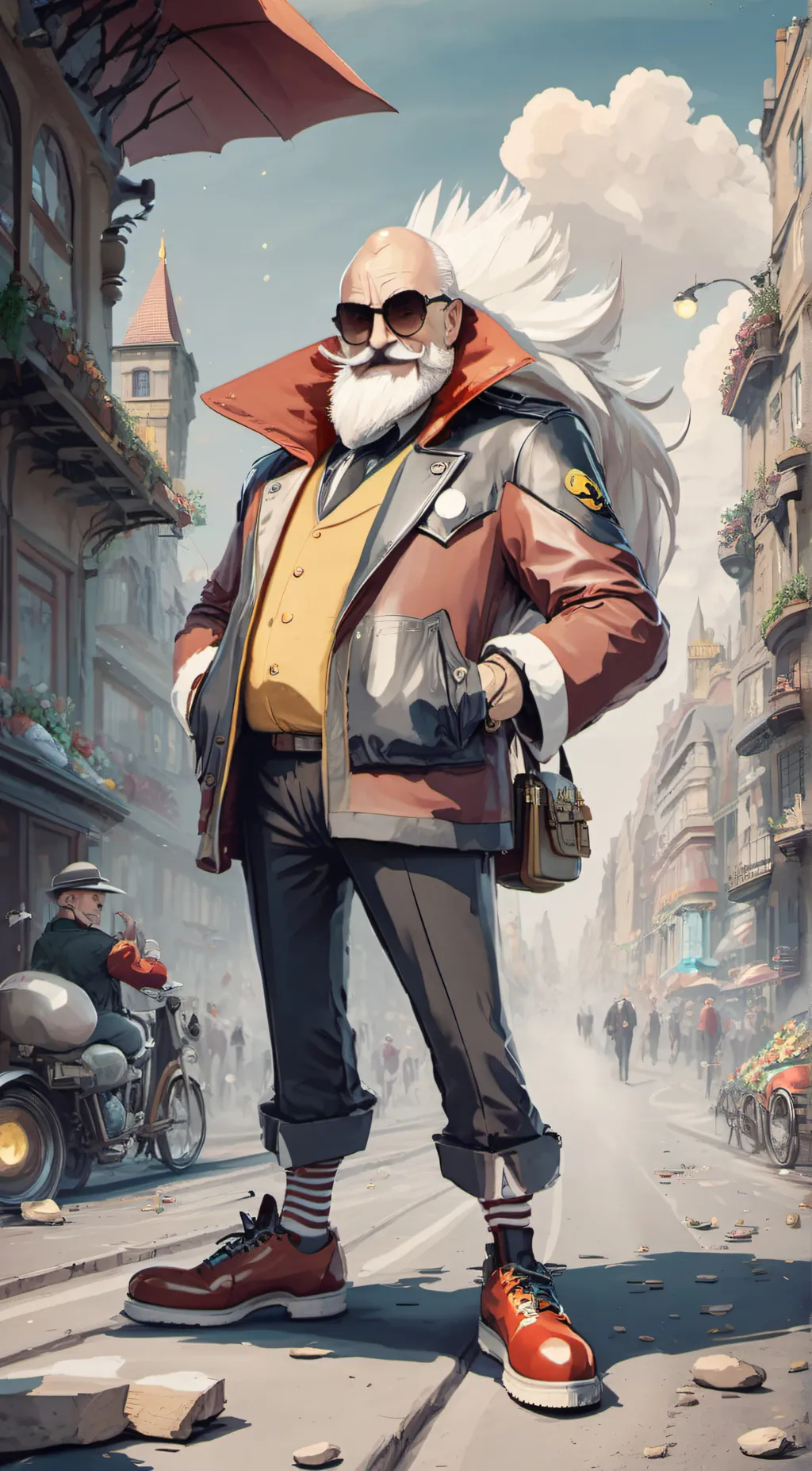 ai character: Eggman and shadow background