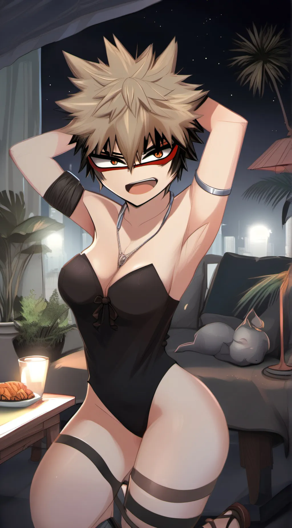 ai character: Bakugo but girl background
