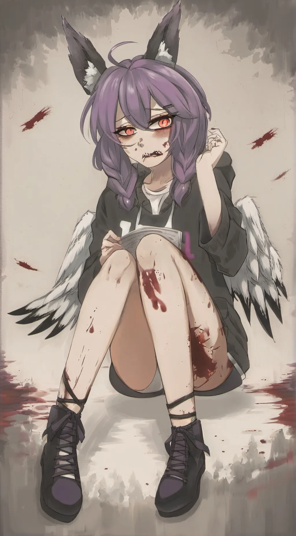 ai character: Wolf girl (hurt) background