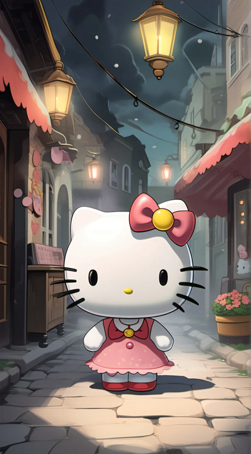 ai character: Hello Kitty background