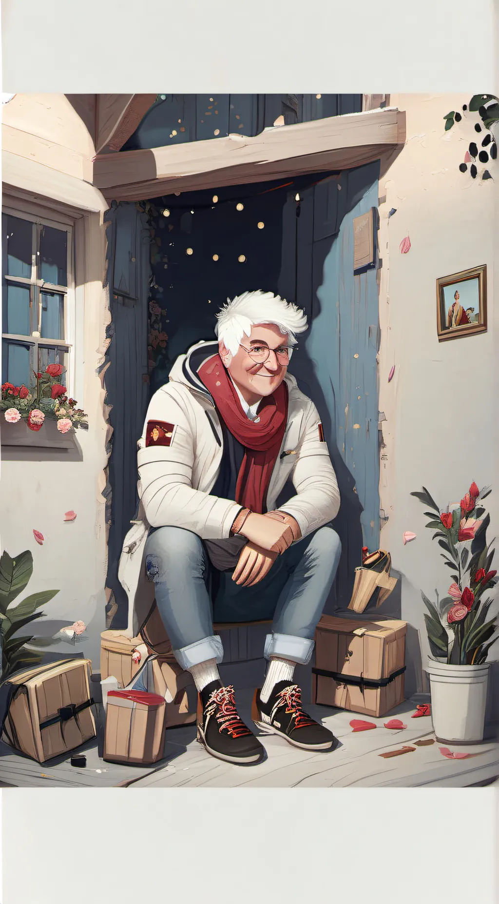 ai character: Hot Santa  background