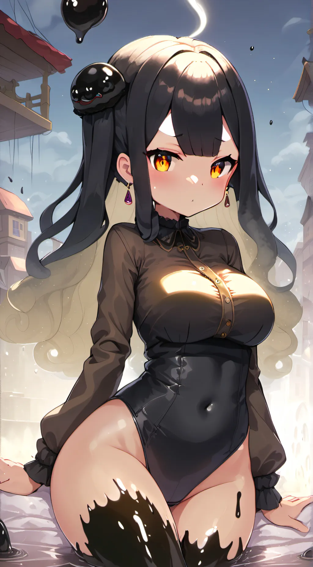 ai character: black slime girl background
