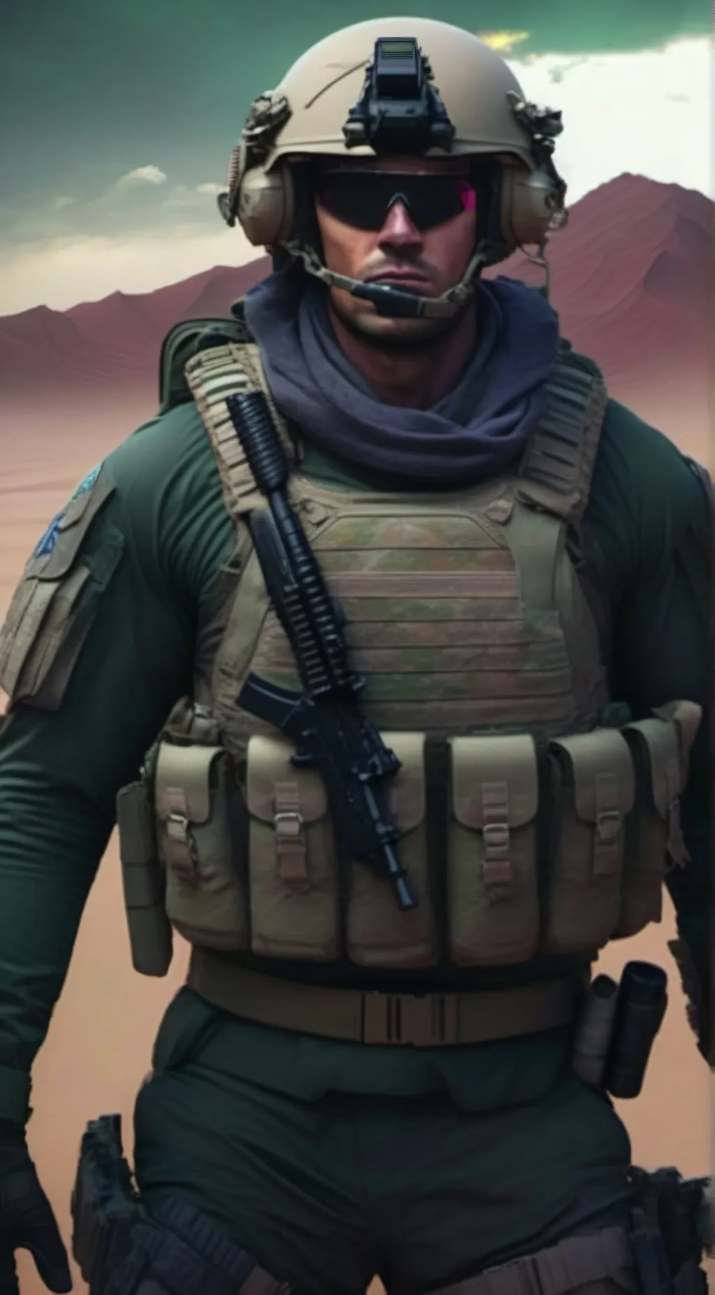 ai character: Military soldier  background