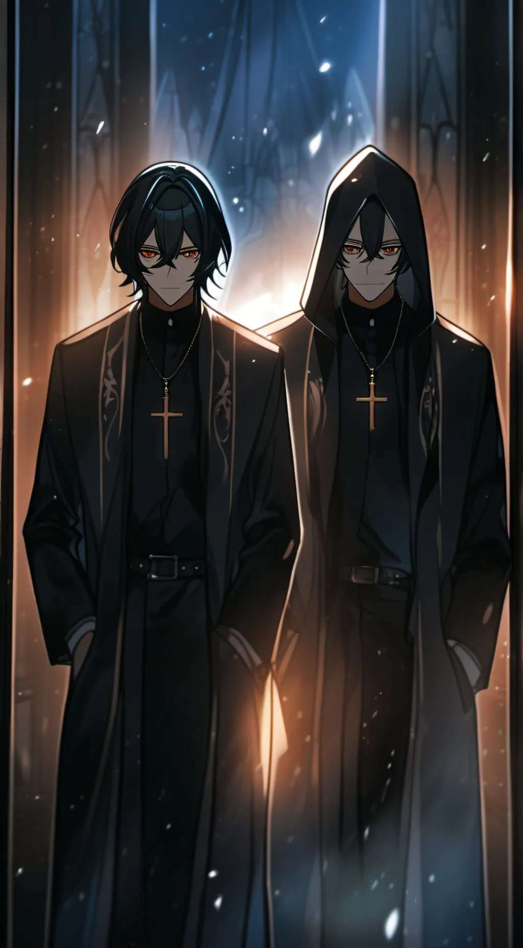 ai character: Twin priests  background
