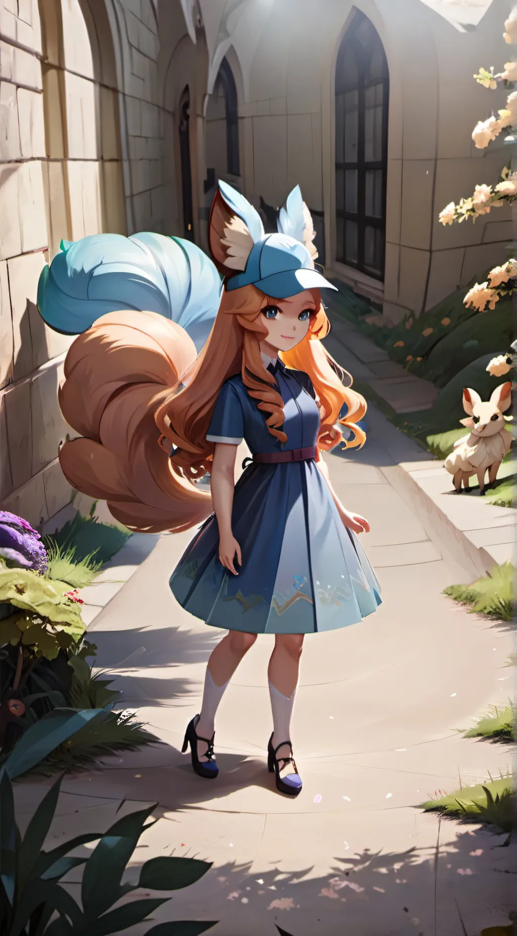 ai character: blue Vulpix background