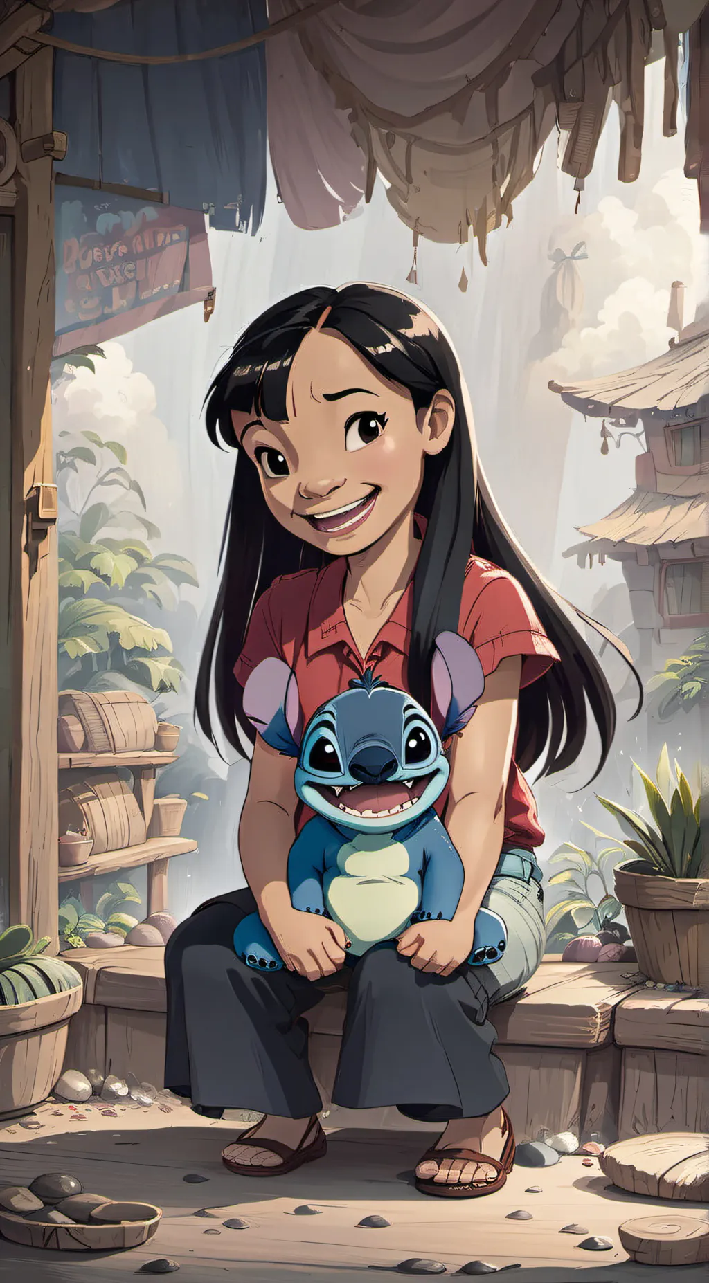 ai character: LILO and stitch background