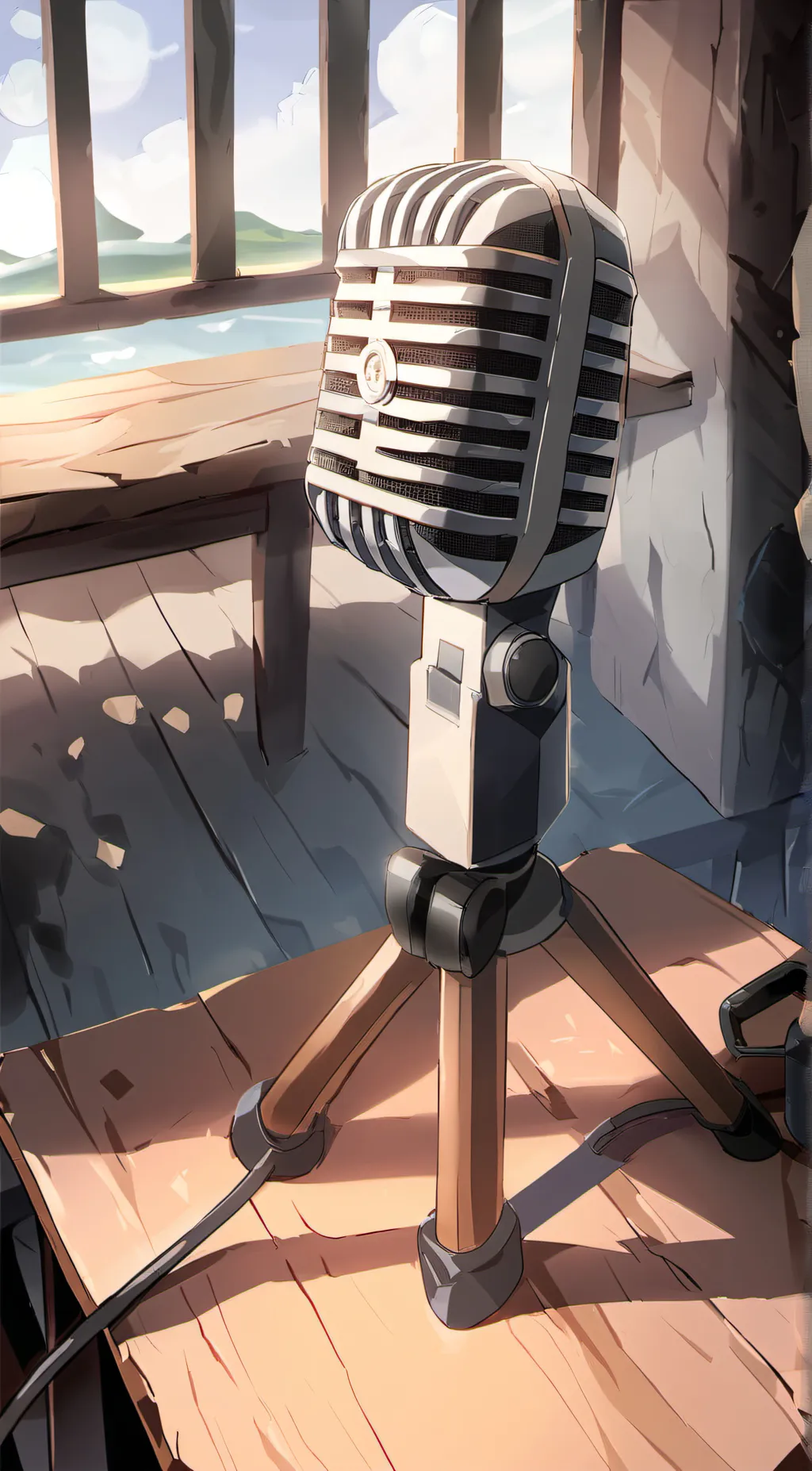 ai character: microphone background