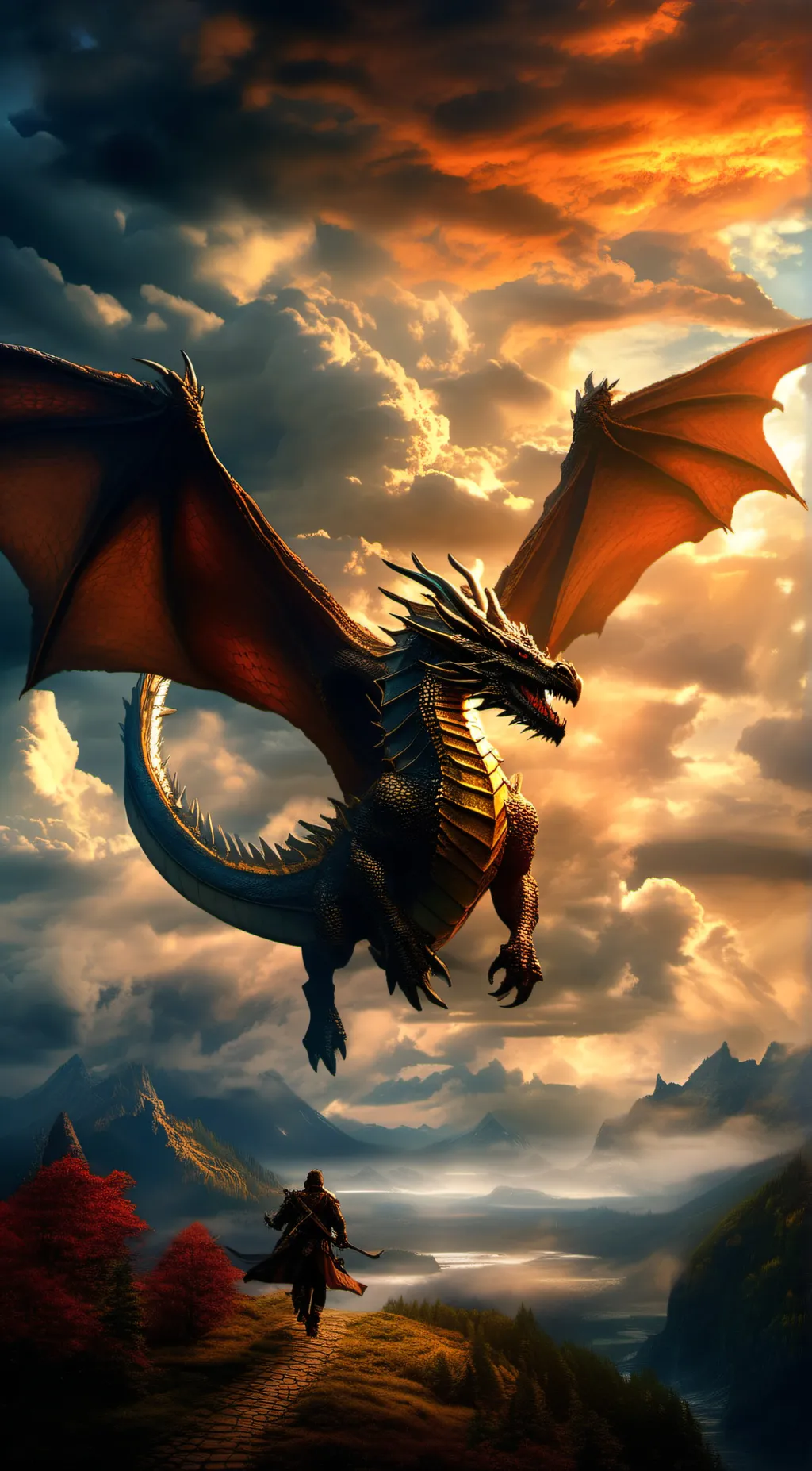 ai character: Sunset Dragon background