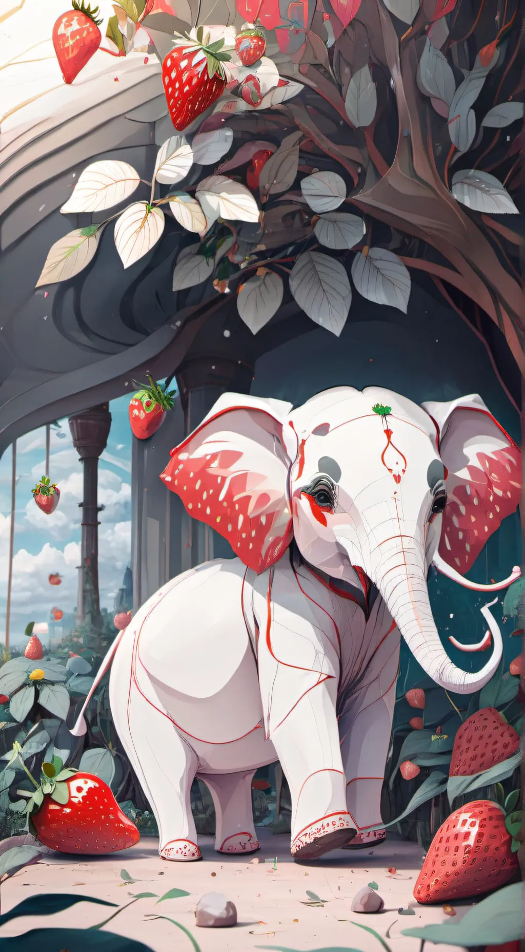 ai character: strawberryelephant background