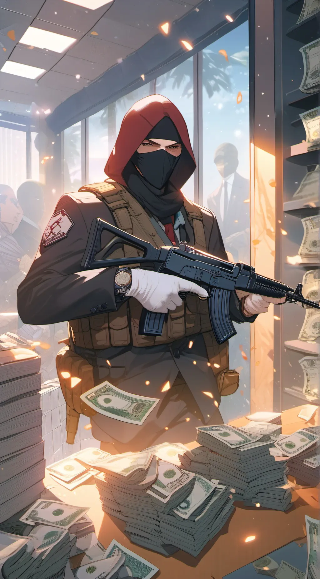 ai character: bank heister background
