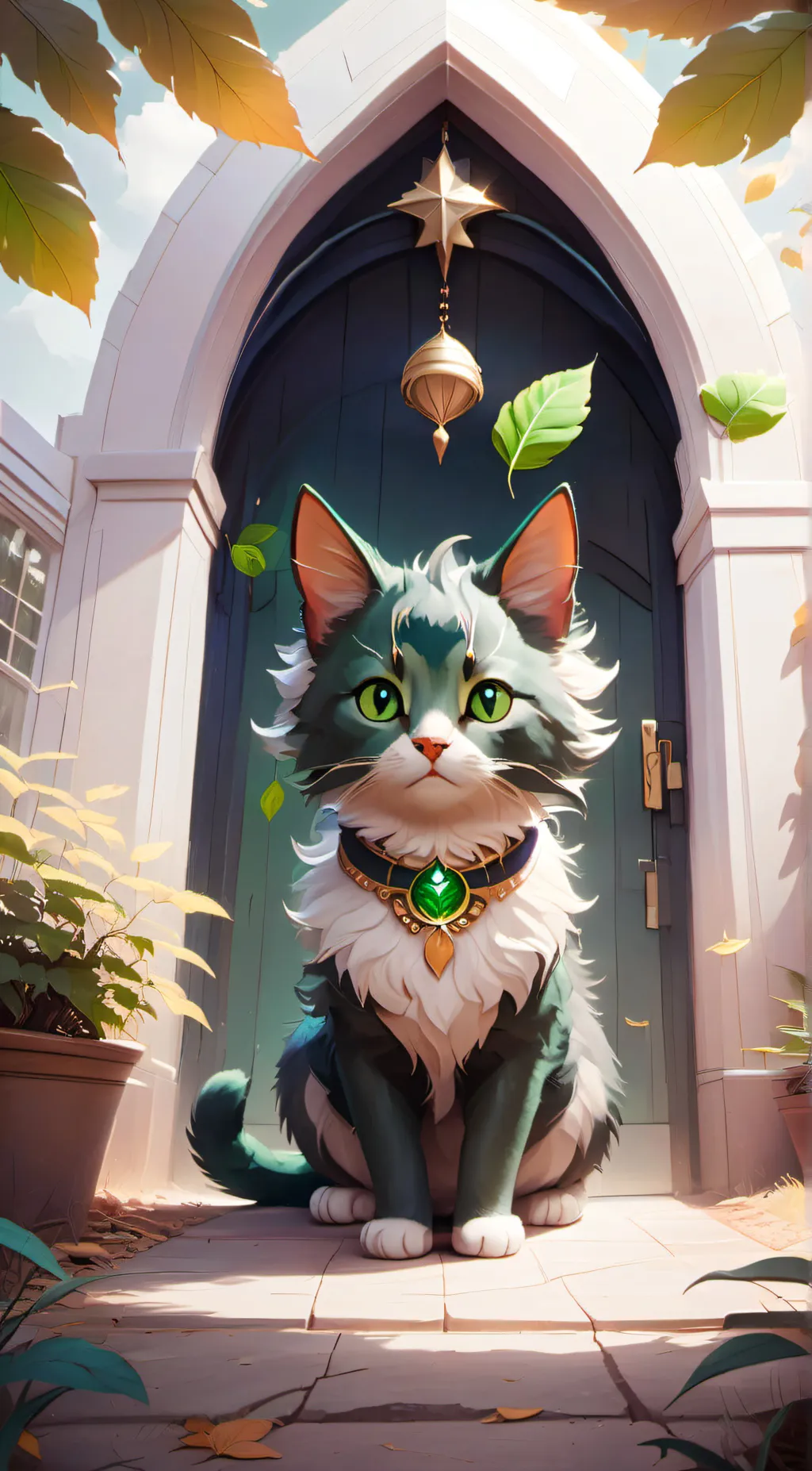 ai character: Nature cat background