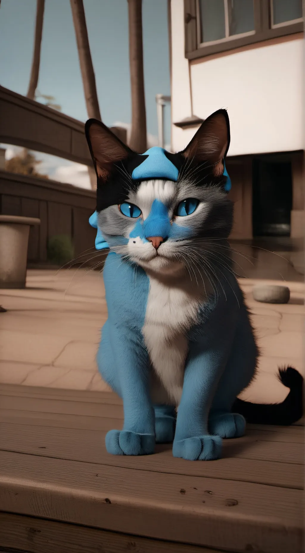 ai character: Smurf cat background