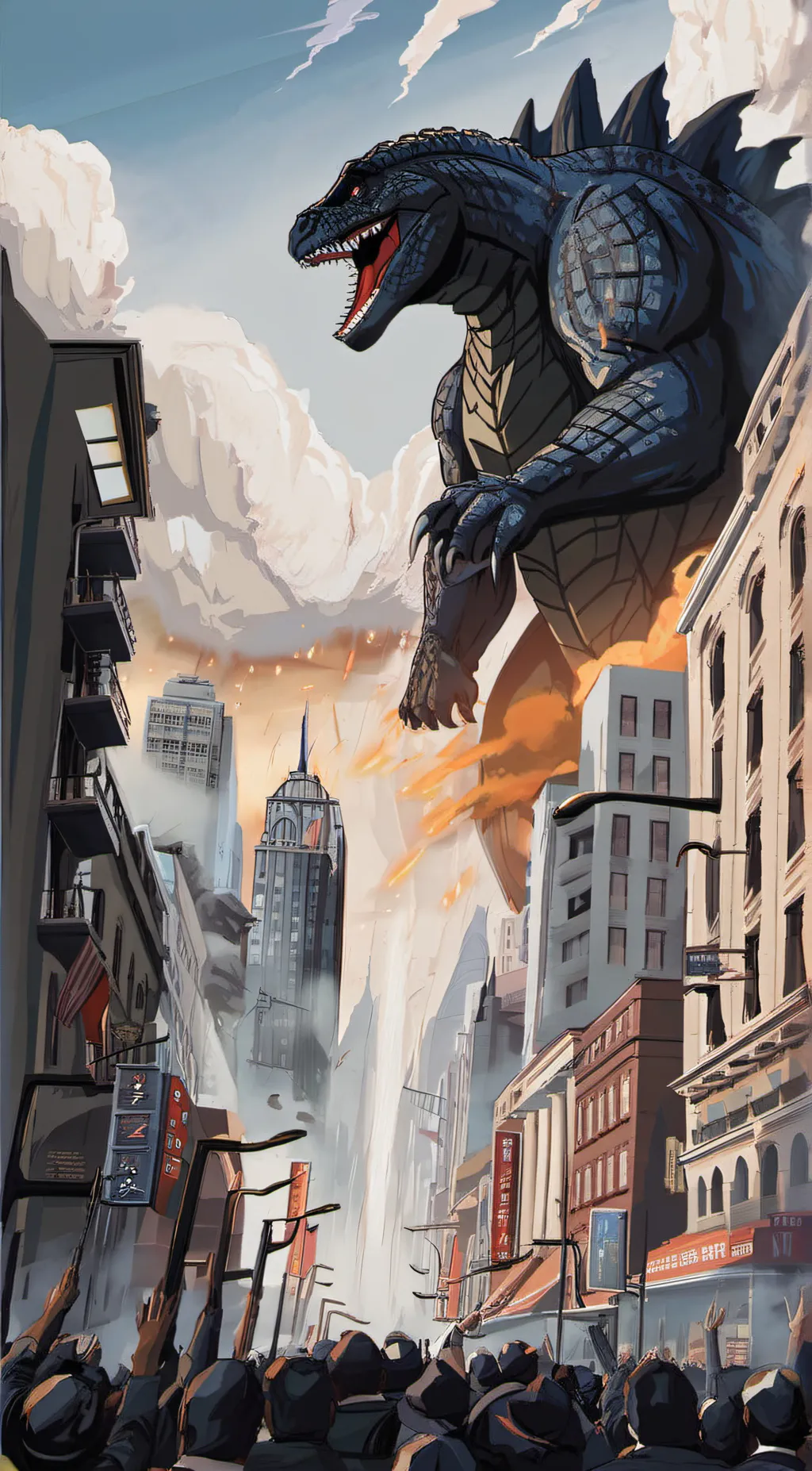 ai character: godzilla background