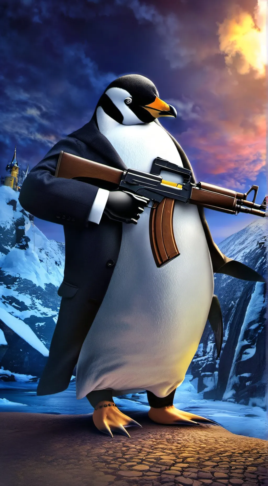 Talkie AI - Chat with Penguin with a gun