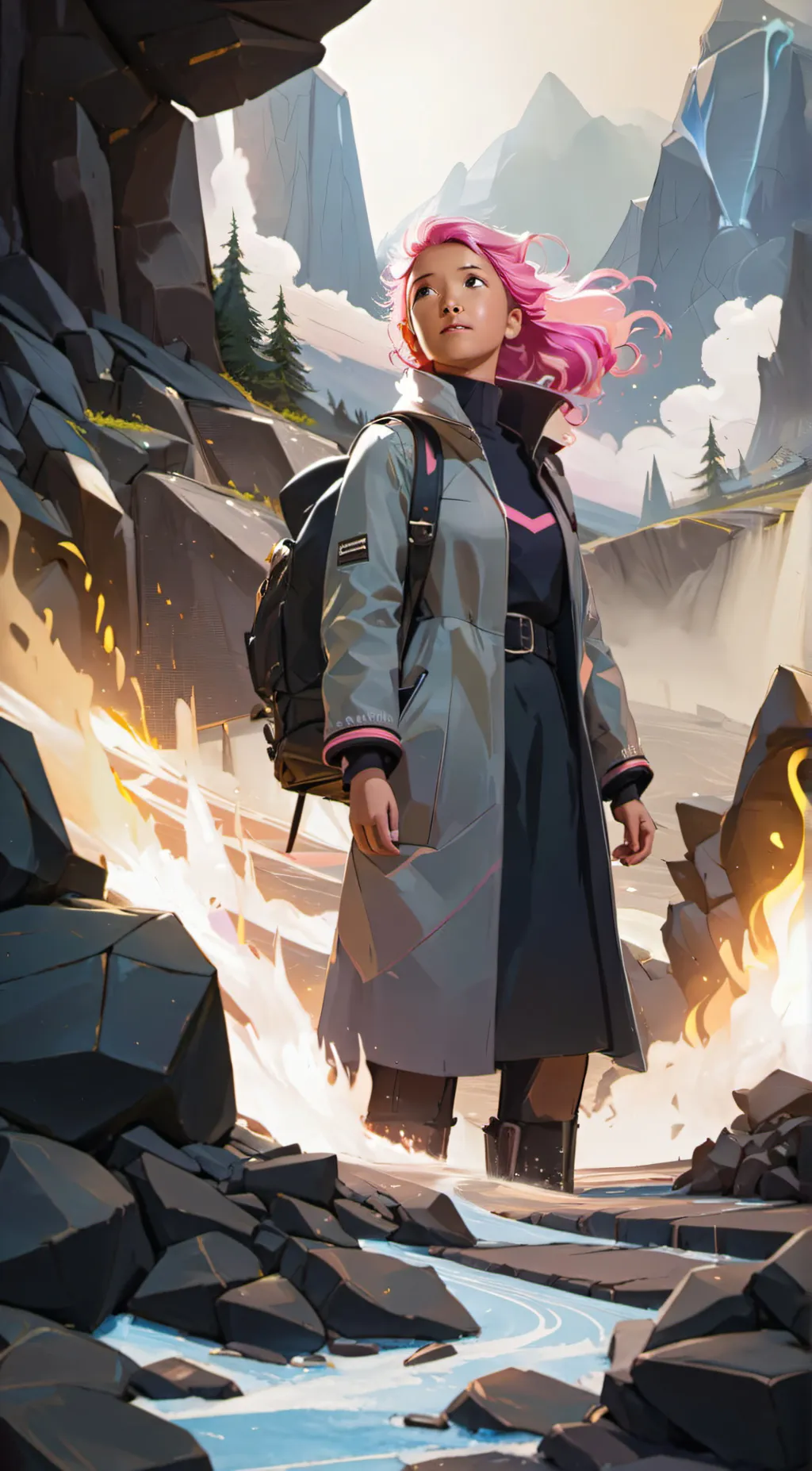 ai character: lava girl background